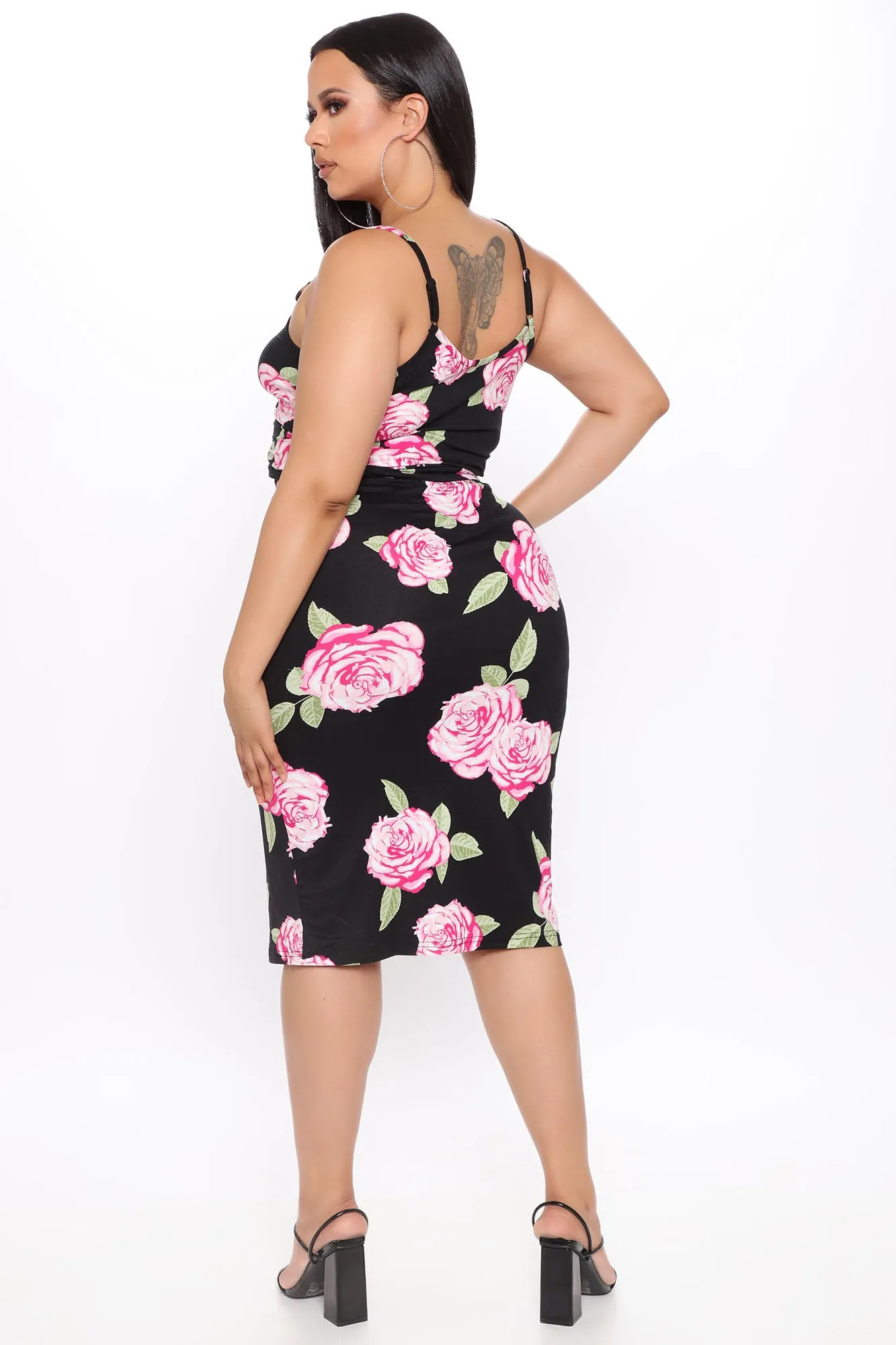 Blossoming Babe Floral Skirt Set - Black/Pink