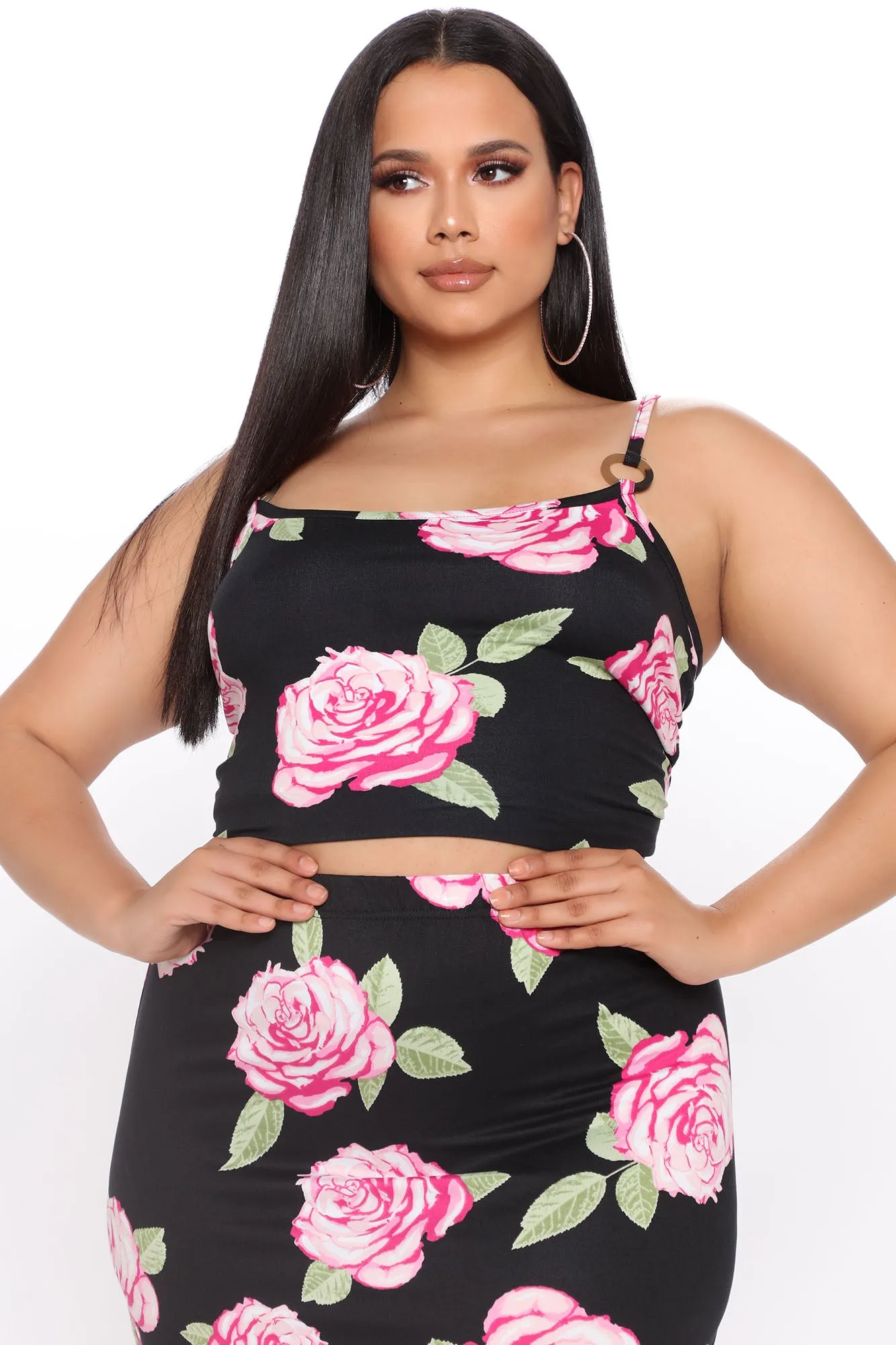 Blossoming Babe Floral Skirt Set - Black/Pink