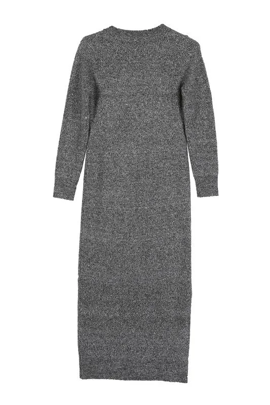 Blythe Bodycon V neck Sweater Midi Dress