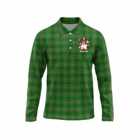 Bowen Irish Clan Tartan Long Sleeve Polo Shirt with Coat of Arms