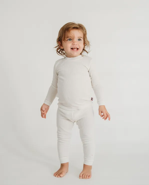 Boys Soft & Cozy Thermal 2-Piece Long Johns | Black w- Baby Blue Stitch