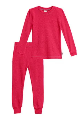 Boys Soft & Cozy Thermal 2-Piece Long Johns | Candy Apple w- Baby Blue Stitch