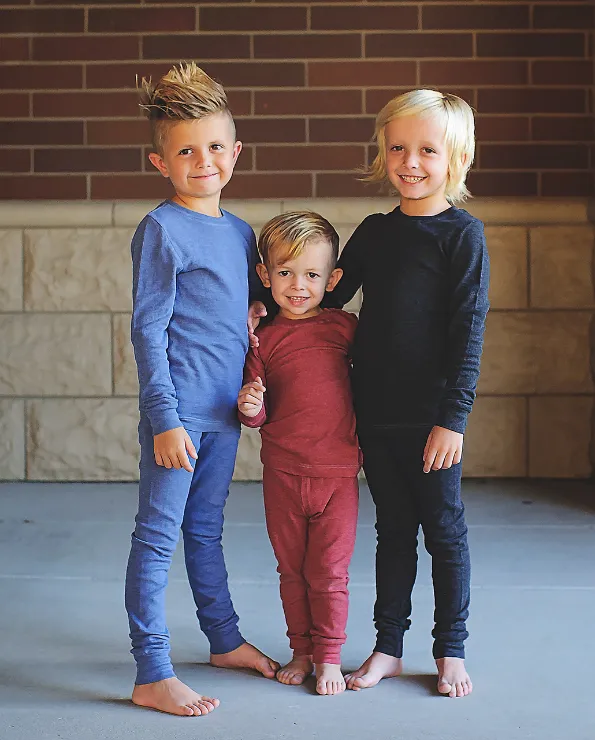 Boys Soft & Cozy Thermal 2-Piece Long Johns | Candy Apple w- Baby Blue Stitch