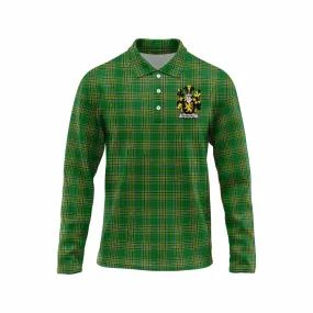 Bramhall Irish Clan Tartan Long Sleeve Polo Shirt with Coat of Arms