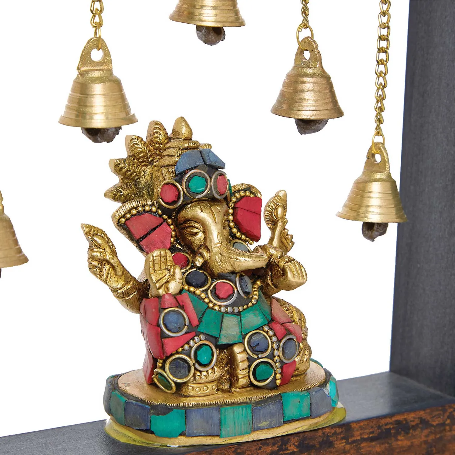 Brass Temple Frame with Ganesha Engraved - 7.5 in x 7.5 in