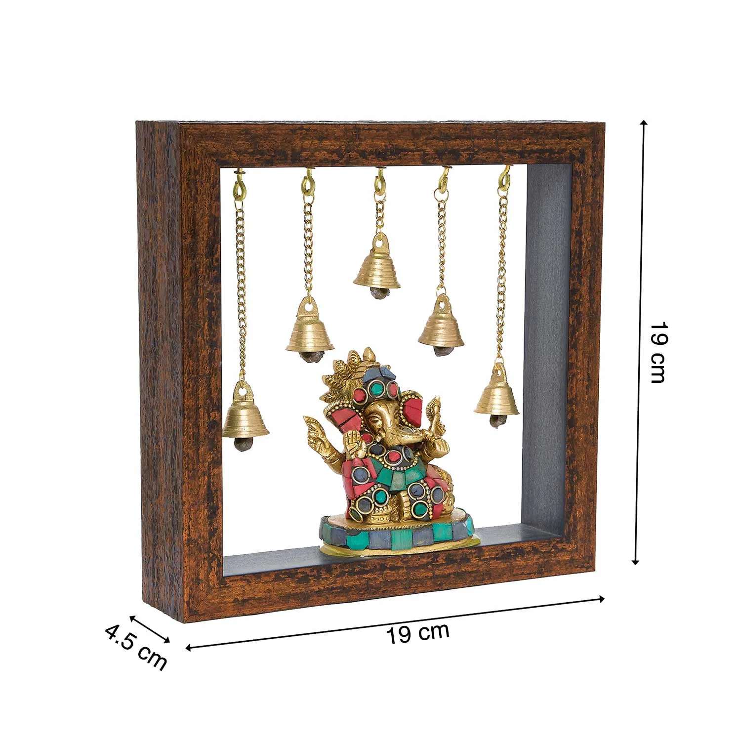 Brass Temple Frame with Ganesha Engraved - 7.5 in x 7.5 in