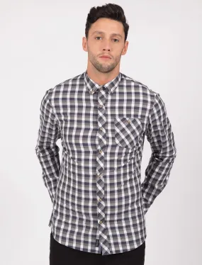 Bridlington Checked Cotton Long Sleeve Shirt In Dark Denim - Tokyo Laundry