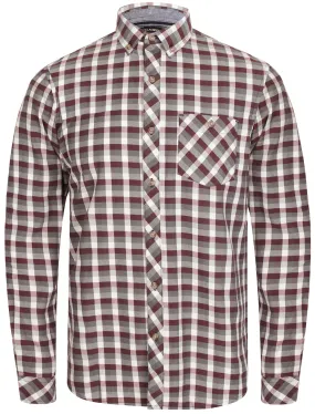 Bridlington Checked Cotton Long Sleeve Shirt In Red Mahogany - Tokyo Laundry