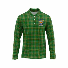 Brosnan Irish Clan Tartan Long Sleeve Polo Shirt with Coat of Arms