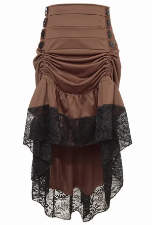 Brown & Black Lace Steampunk Skirt