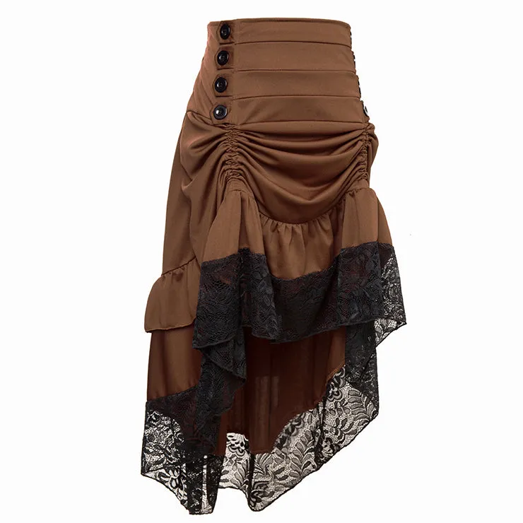 Brown & Black Lace Steampunk Skirt