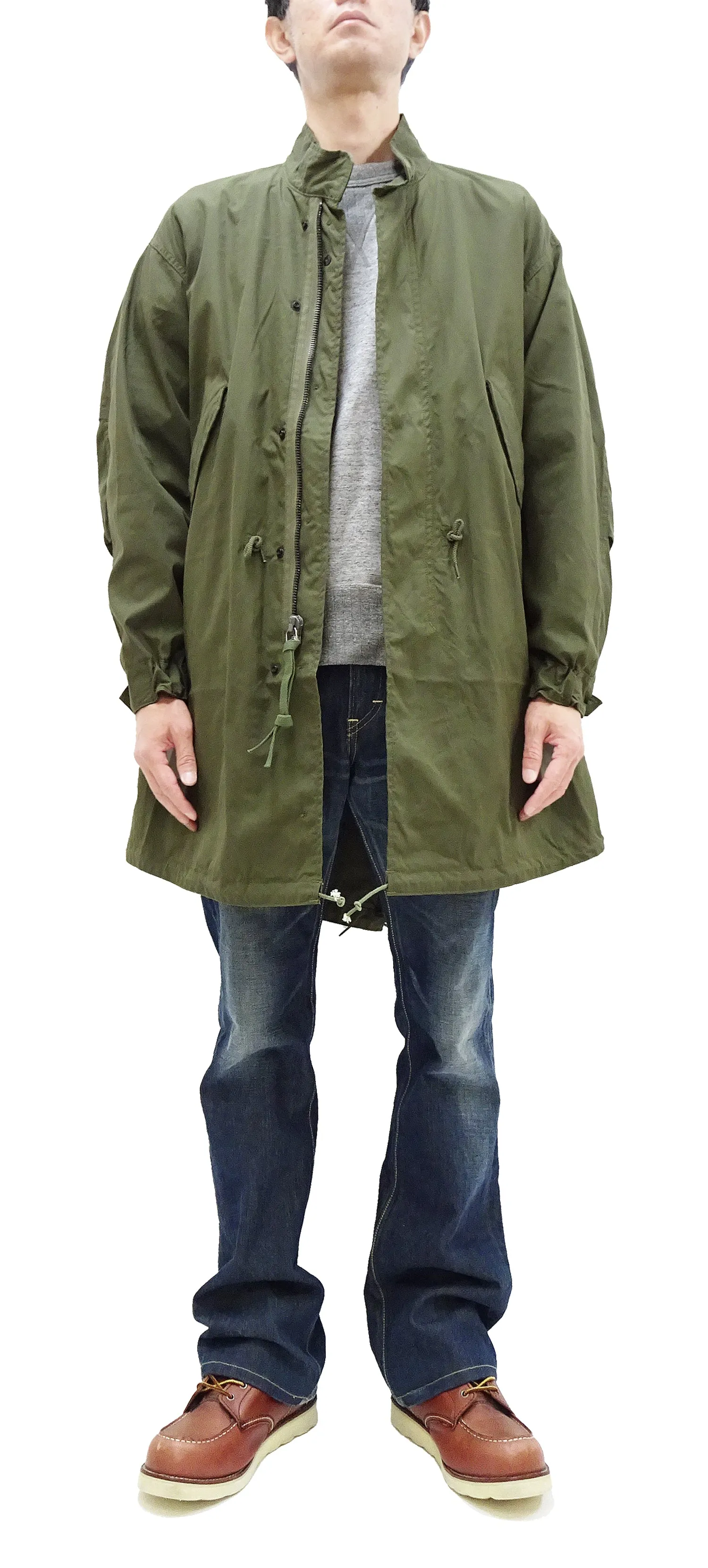 Buzz Rickson M-65 Coat (No Hood, No Liner) Men's Casual Reproduction of US Army M65 Lightweight Fishtail Overcoat BR14719 Olive