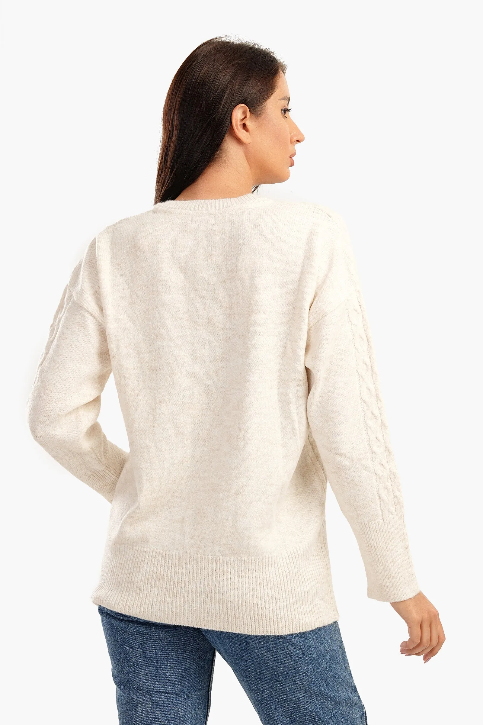 Cable Knitted V-Neck Pullover