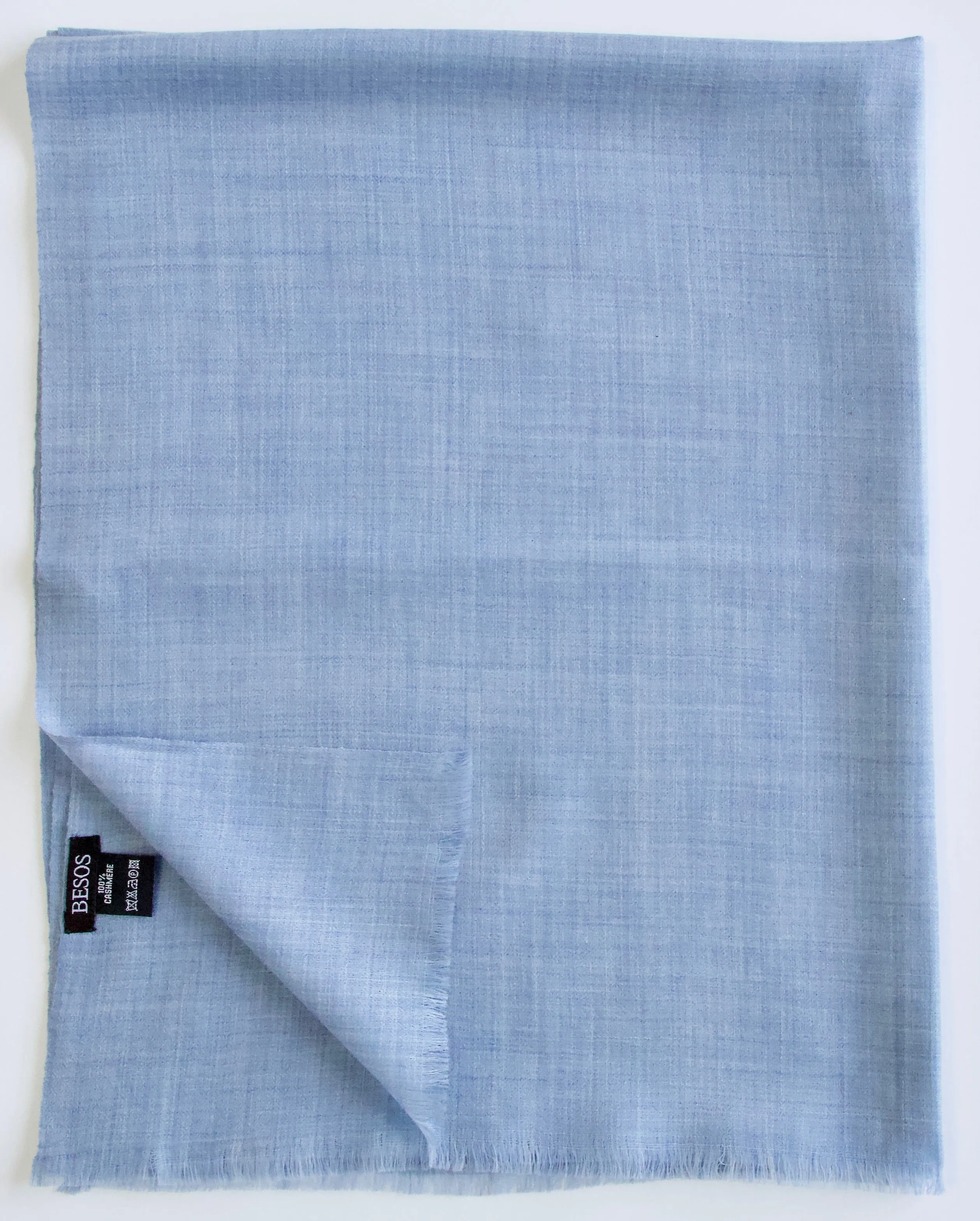 Cashmere scarf in 100% exclusive fine kashmir  wool - pastel blue