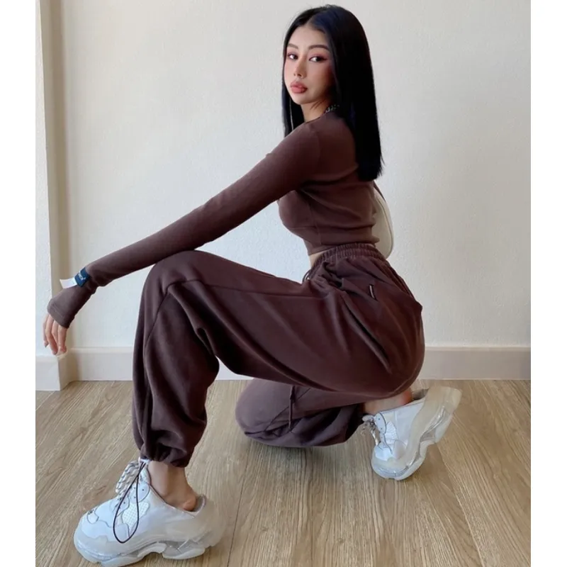 Casual Loose Fit Hip-Hop Plush Floor-Length Pants