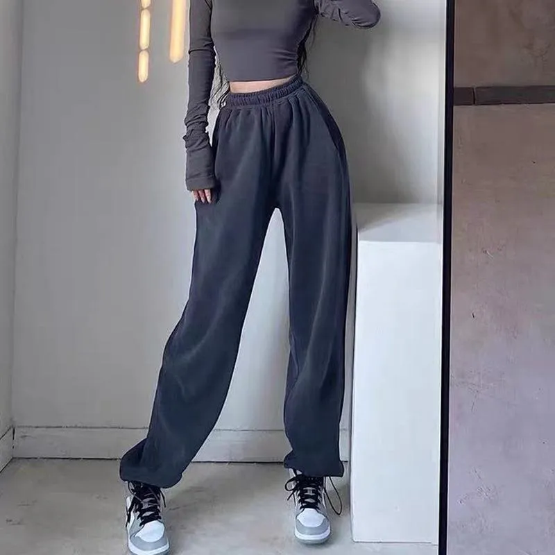 Casual Loose Fit Hip-Hop Plush Floor-Length Pants