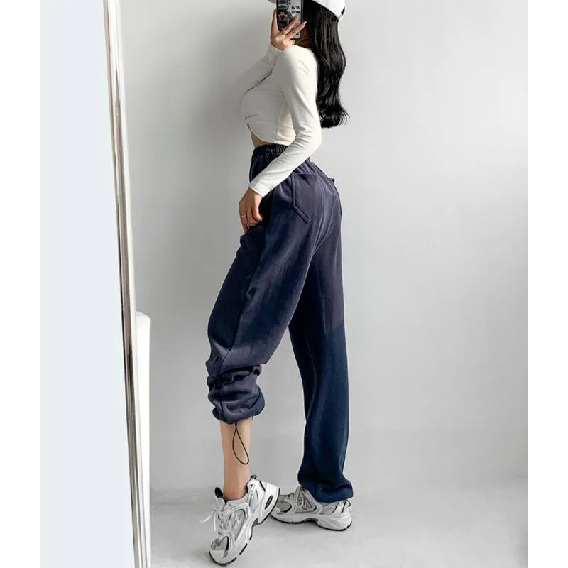 Casual Loose Fit Hip-Hop Plush Floor-Length Pants