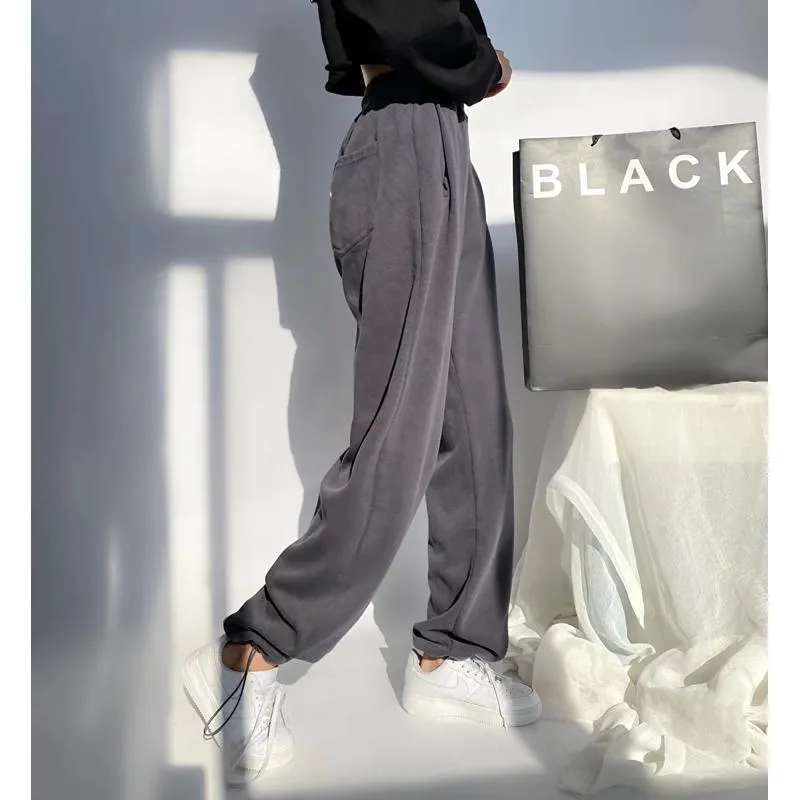 Casual Loose Fit Hip-Hop Plush Floor-Length Pants