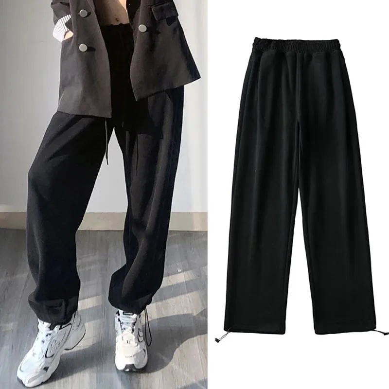 Casual Loose Fit Hip-Hop Plush Floor-Length Pants