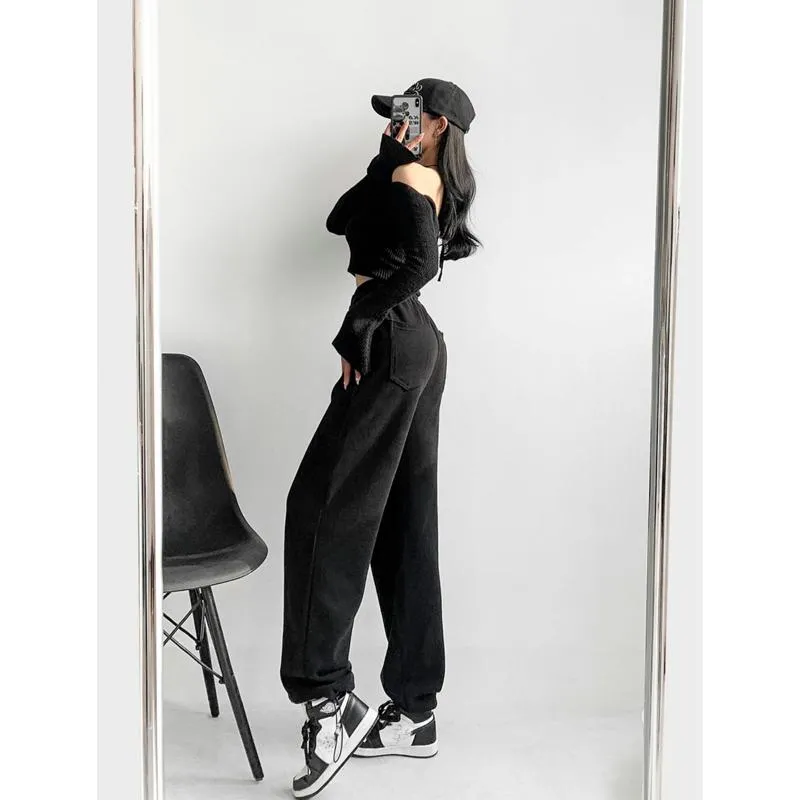 Casual Loose Fit Hip-Hop Plush Floor-Length Pants