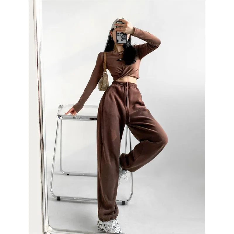 Casual Loose Fit Hip-Hop Plush Floor-Length Pants