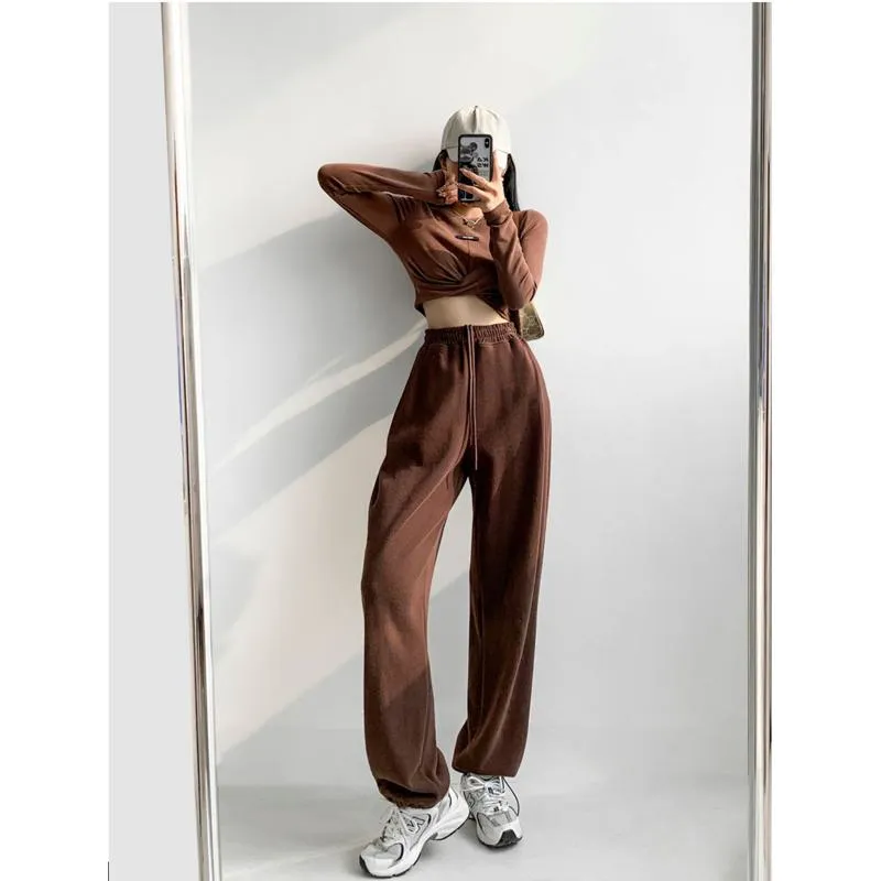 Casual Loose Fit Hip-Hop Plush Floor-Length Pants