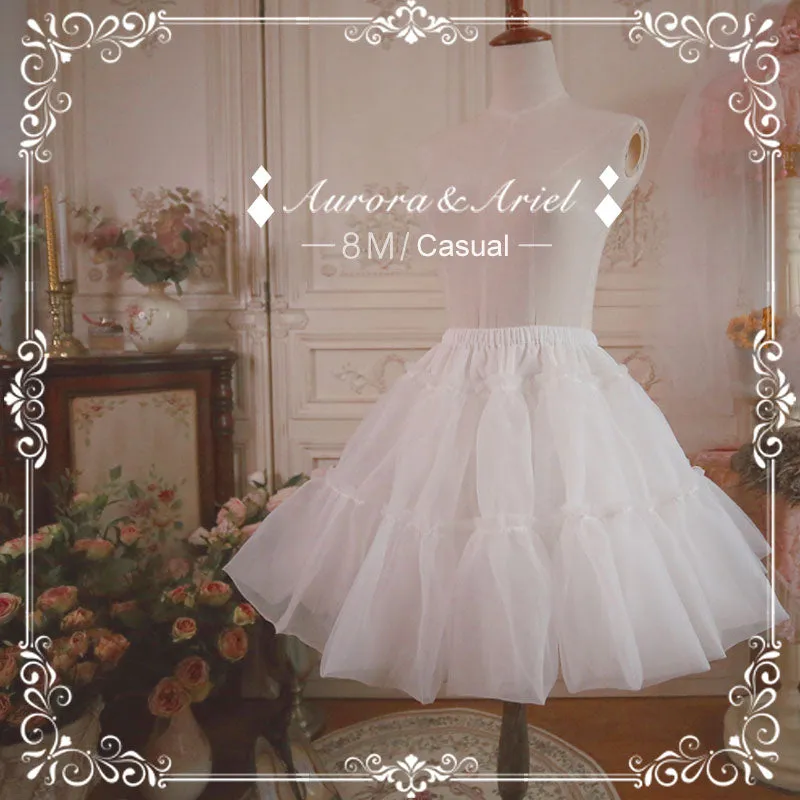 Casual White Short Petticoat 8m A line under Skirt Lolita Pettiskirt