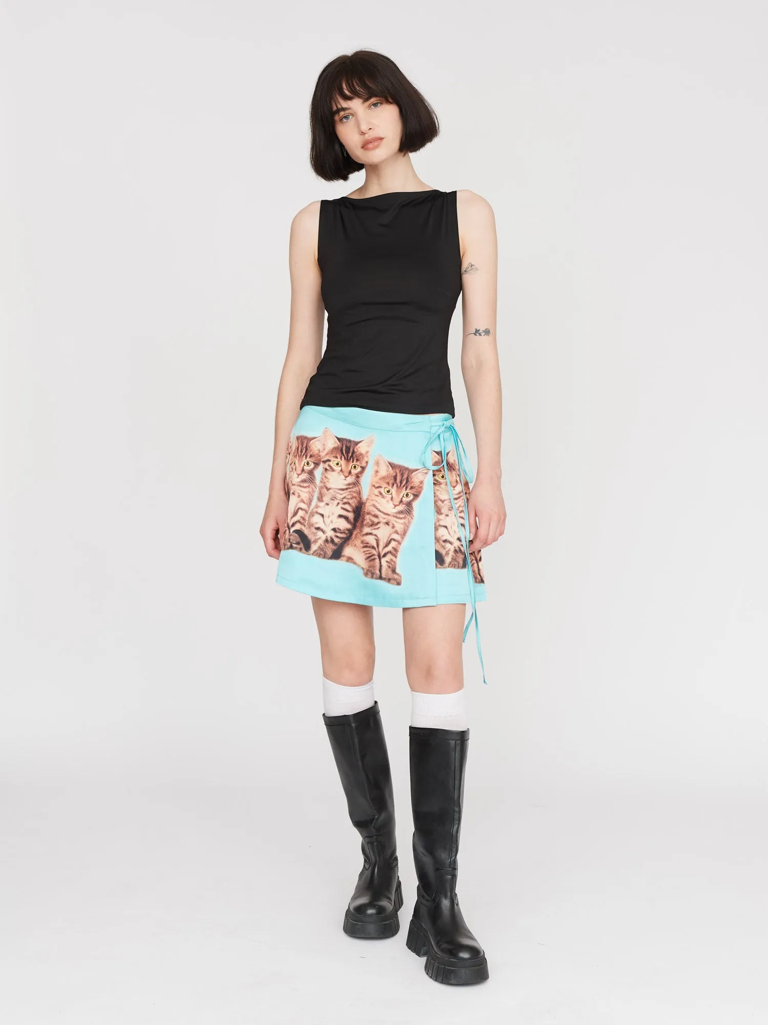 Cat Pals Wrap Mini Skirt