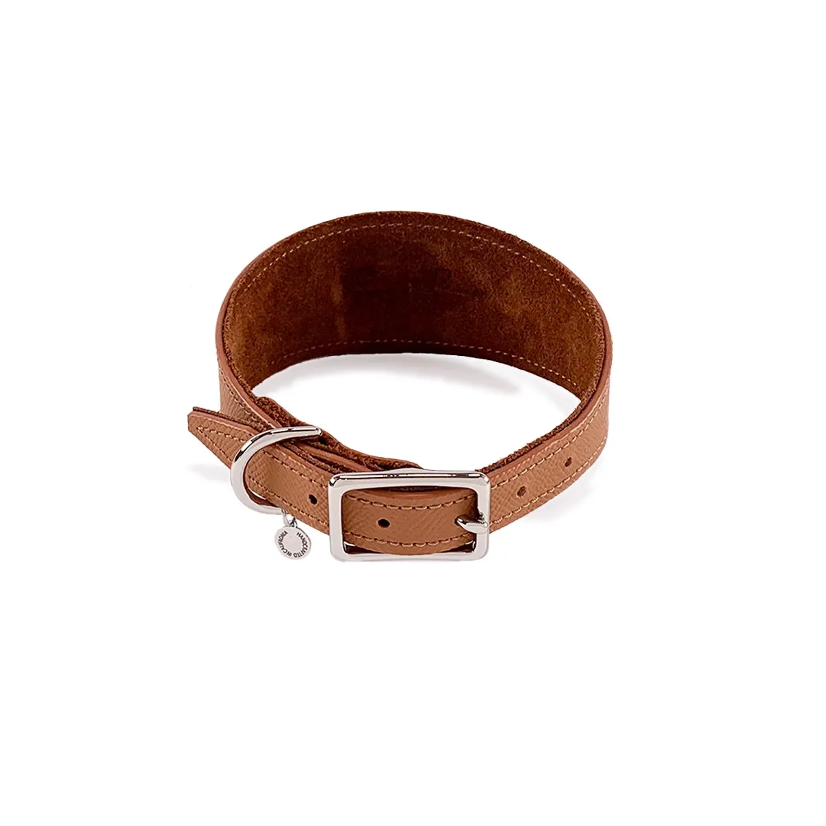 Colima Fish Tail Leather Dog Collar Hazelnut