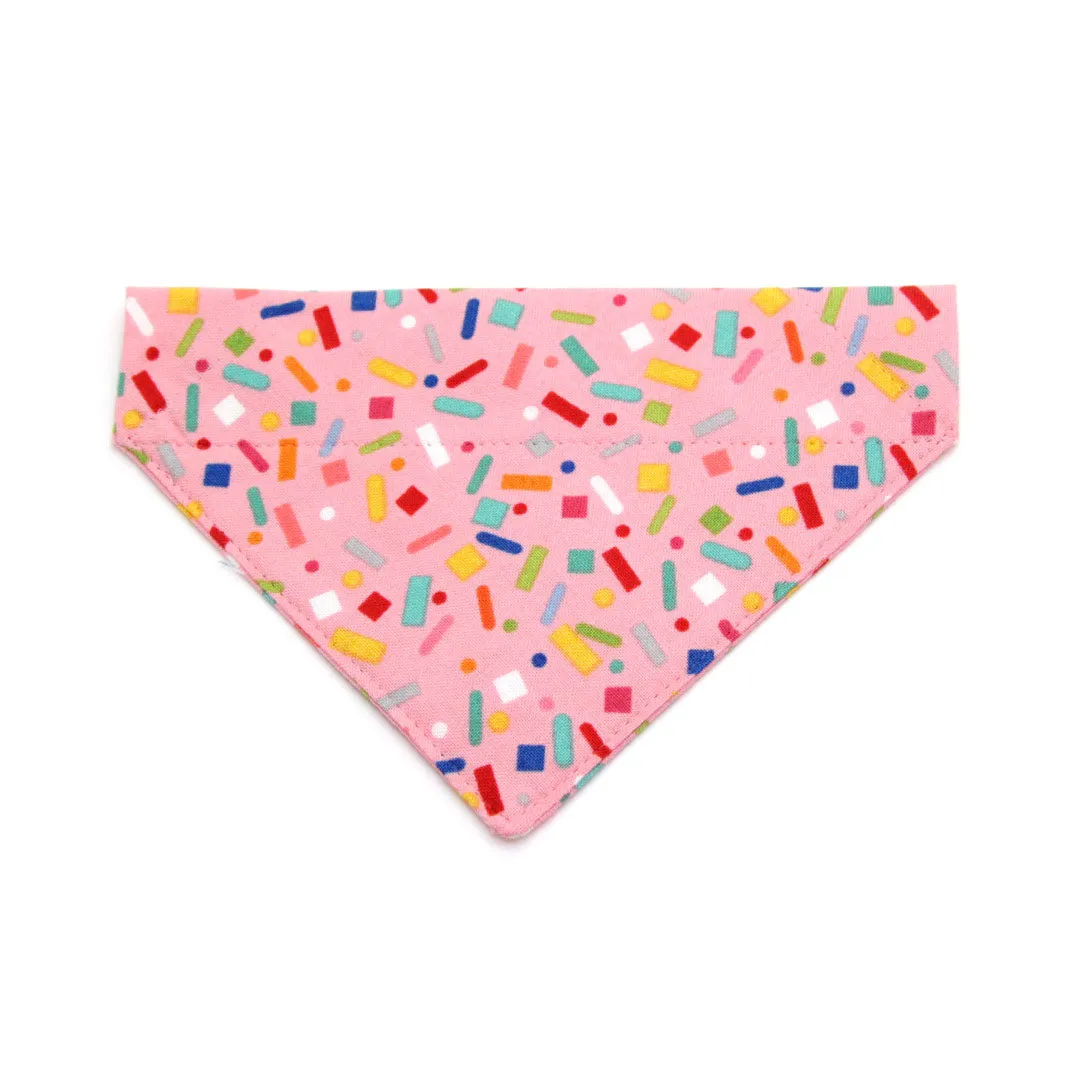 Confetti Cat Bandana - "Confetti Sprinkles" - Pink Bandana for Cat   Small Dog / Birthday / Girl Cat / Slide-on Bandana / Over-the-Collar (One Size)