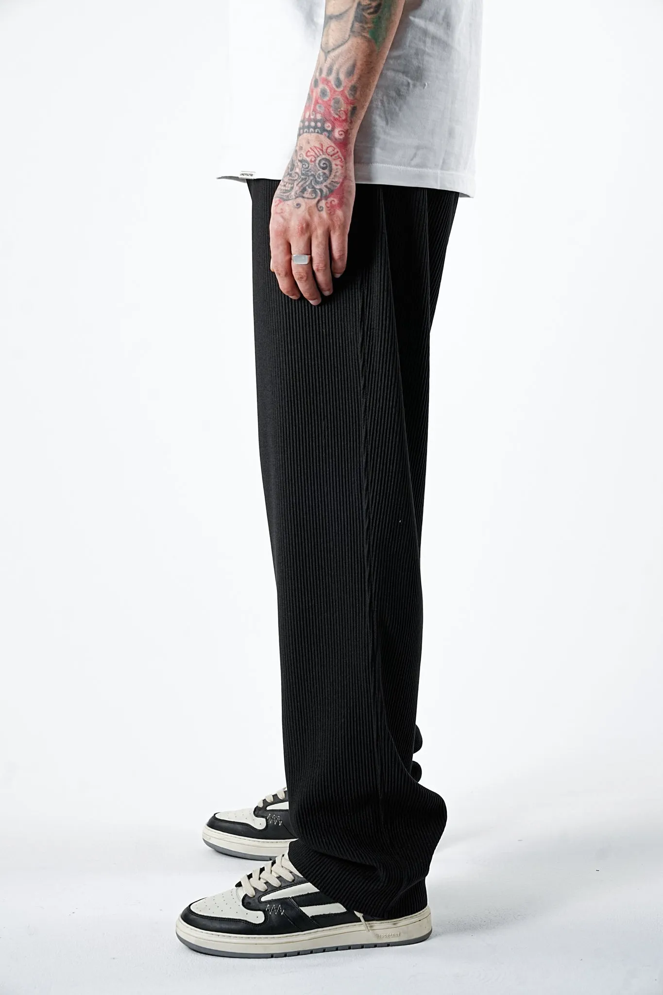 Cords Jet Black Wide Fit Pants