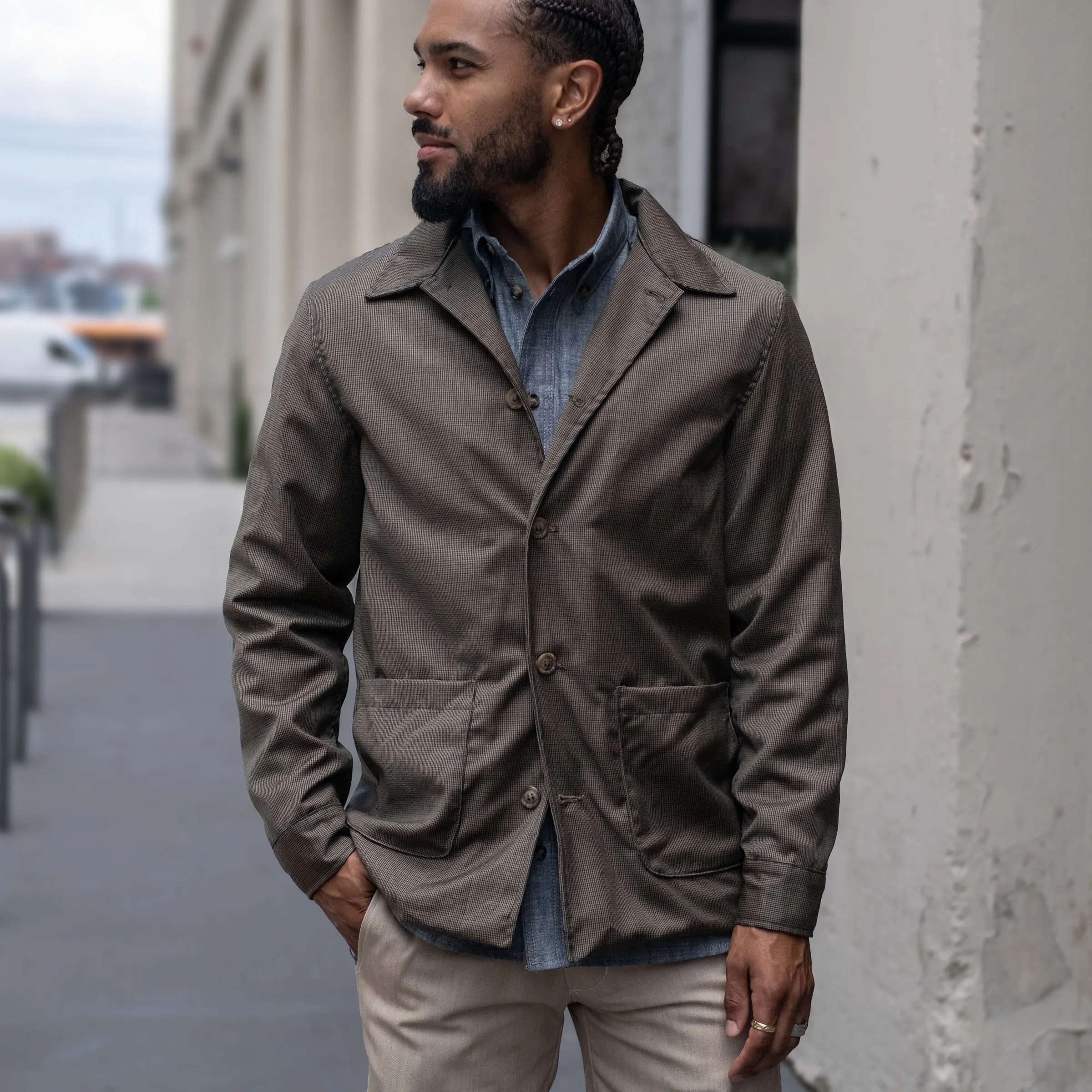 Corso Jacket Olive Hazel Houndstooth Tropical Wool