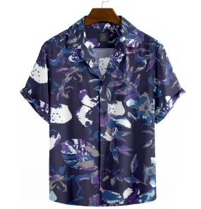 Cotton - Camp Collar Shirt - Purple Floral