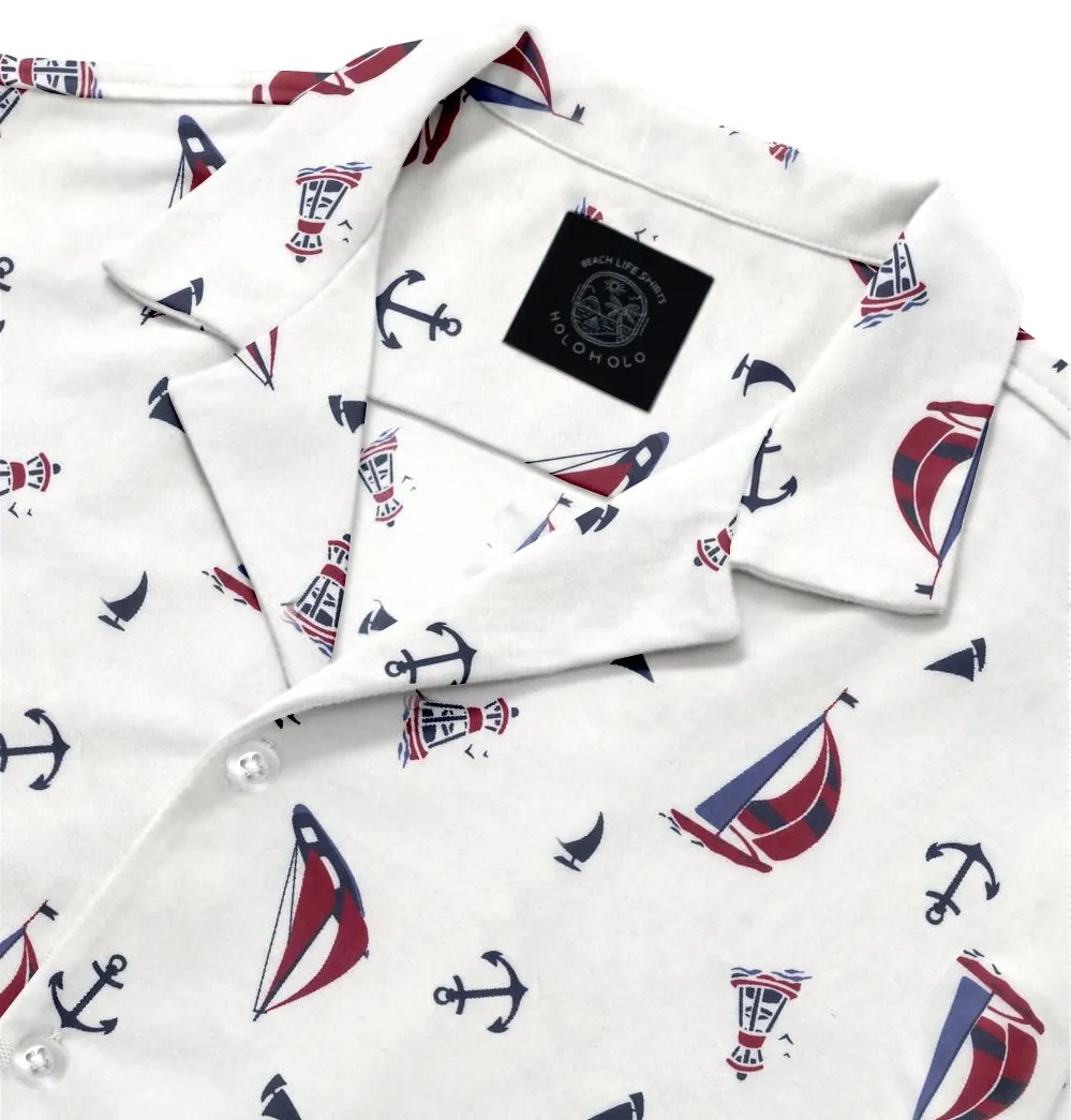 Cotton - Camp Collar Shirt - Sailboats