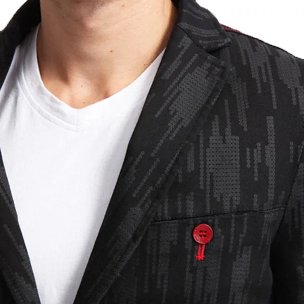 Cotton Printing Blazers for Men Black Casual Business Suits