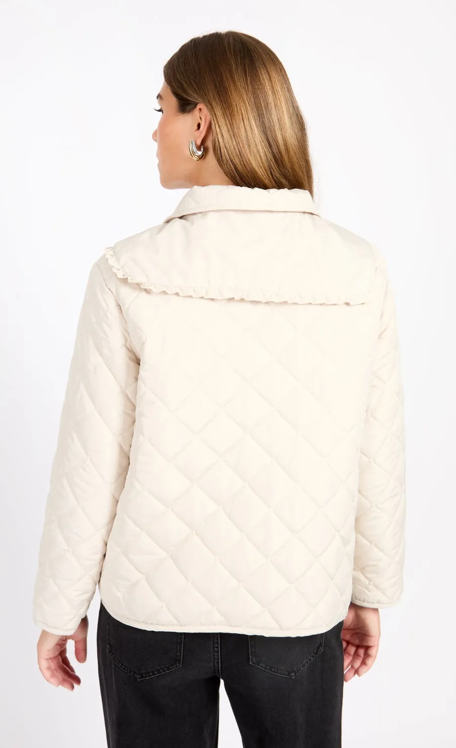 Cream Quilted Collar Detail Jacket by Vogue Williams