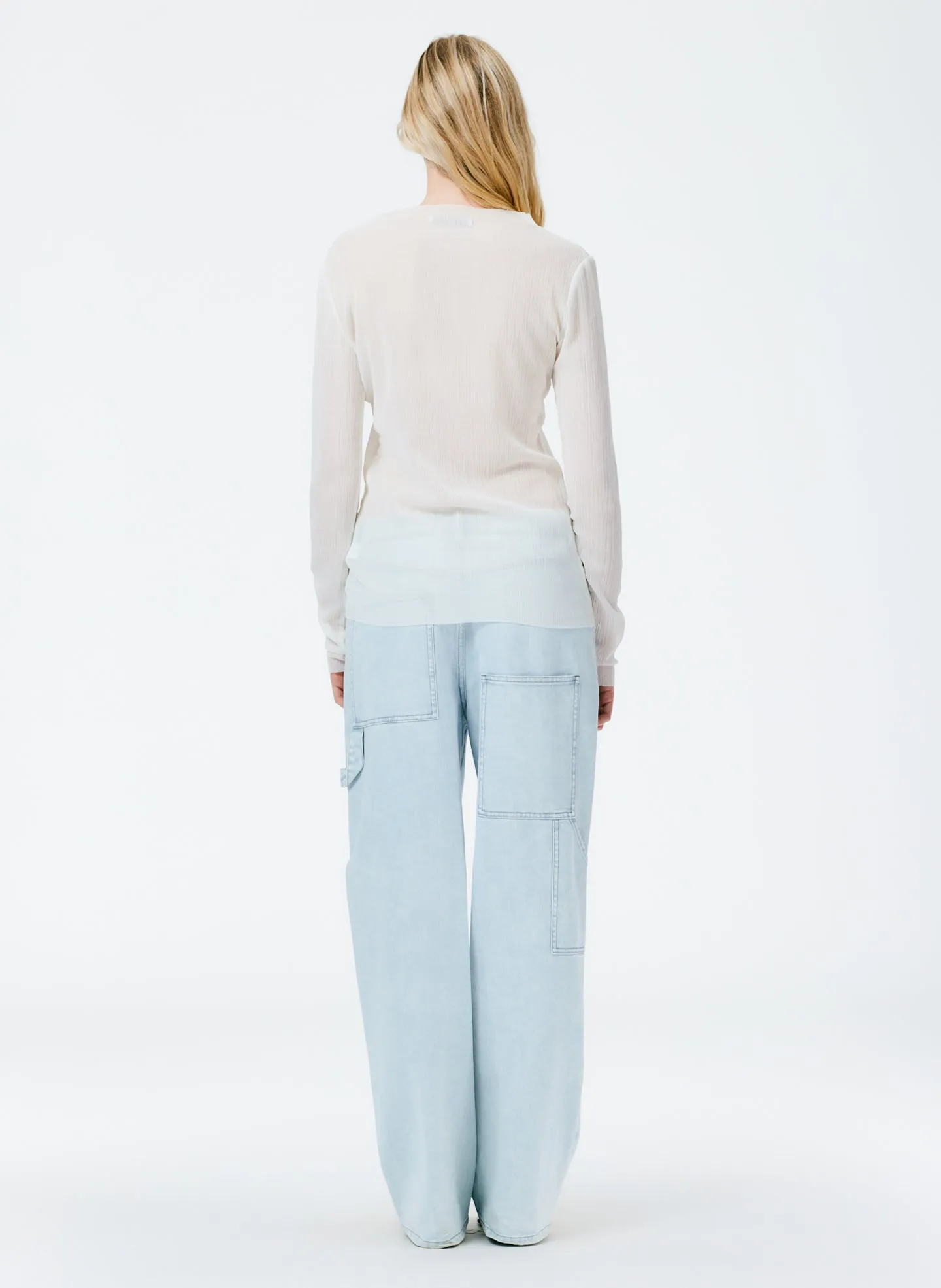 Crepe Gauze Funnel Neck Long Sleeve Top