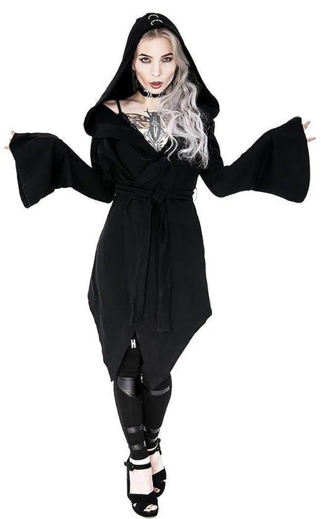 D Ring Long Hooded Cardigan