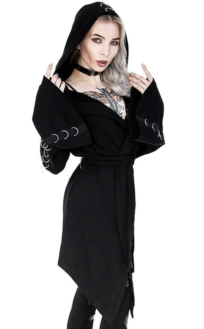 D Ring Long Hooded Cardigan