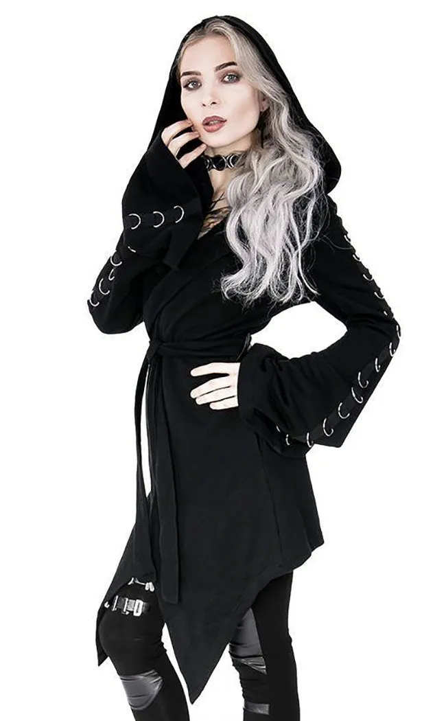 D Ring Long Hooded Cardigan