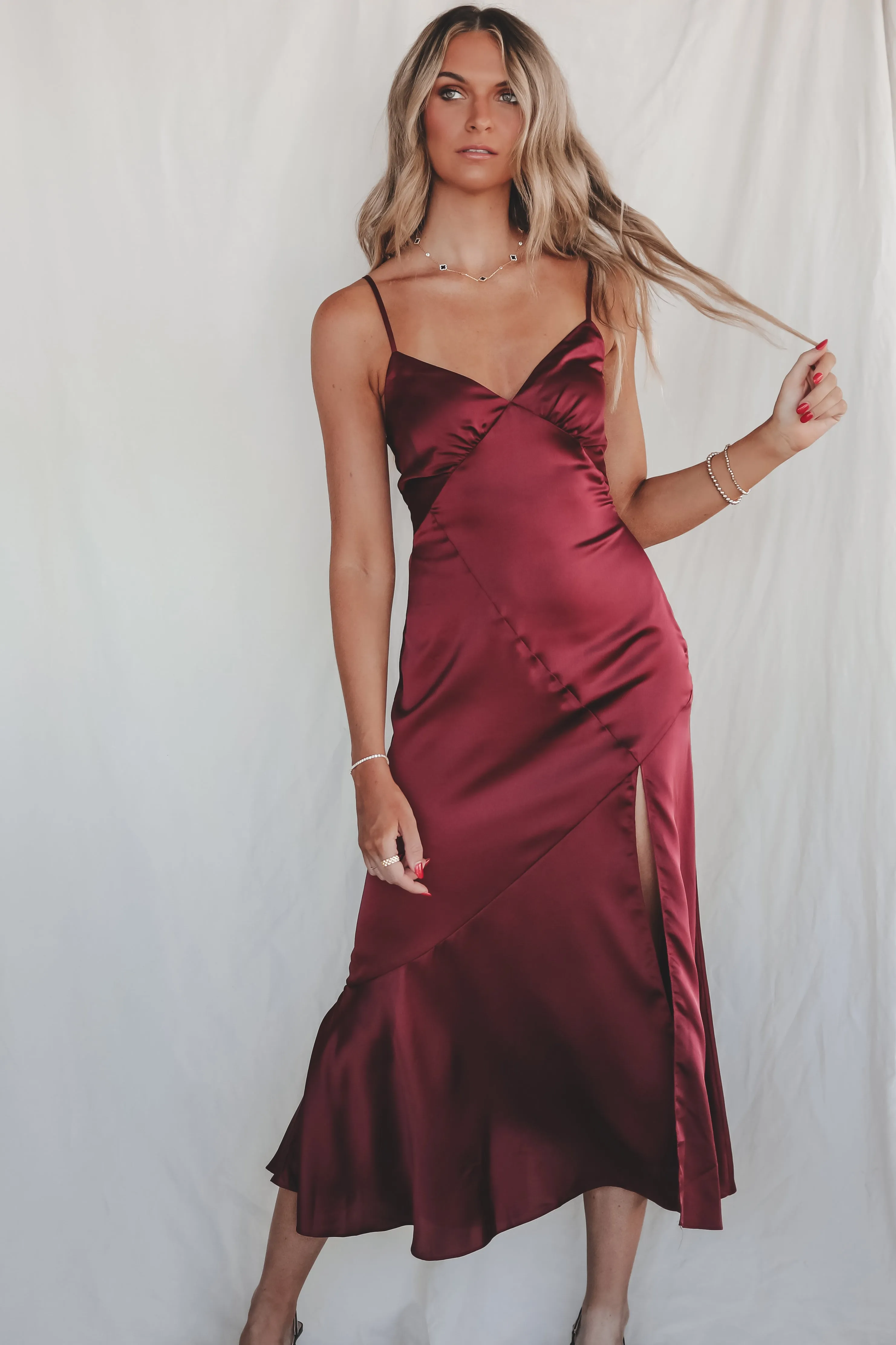 DEAL Extra Special Plus One Satin Maxi Dress