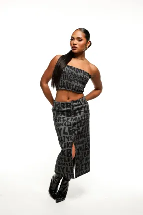 Denim Cargo Skirt | Breezy Graffiti Black