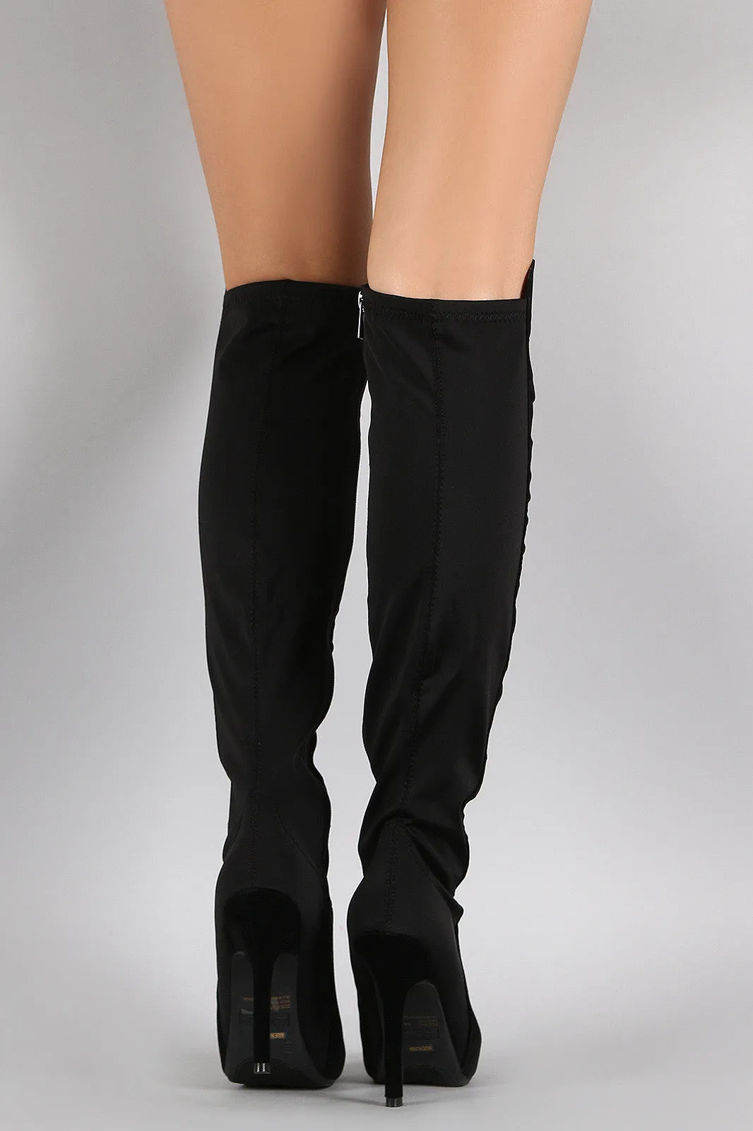 Dollhouse Suede Contrast Panel Stiletto Over-The-Knee Boots