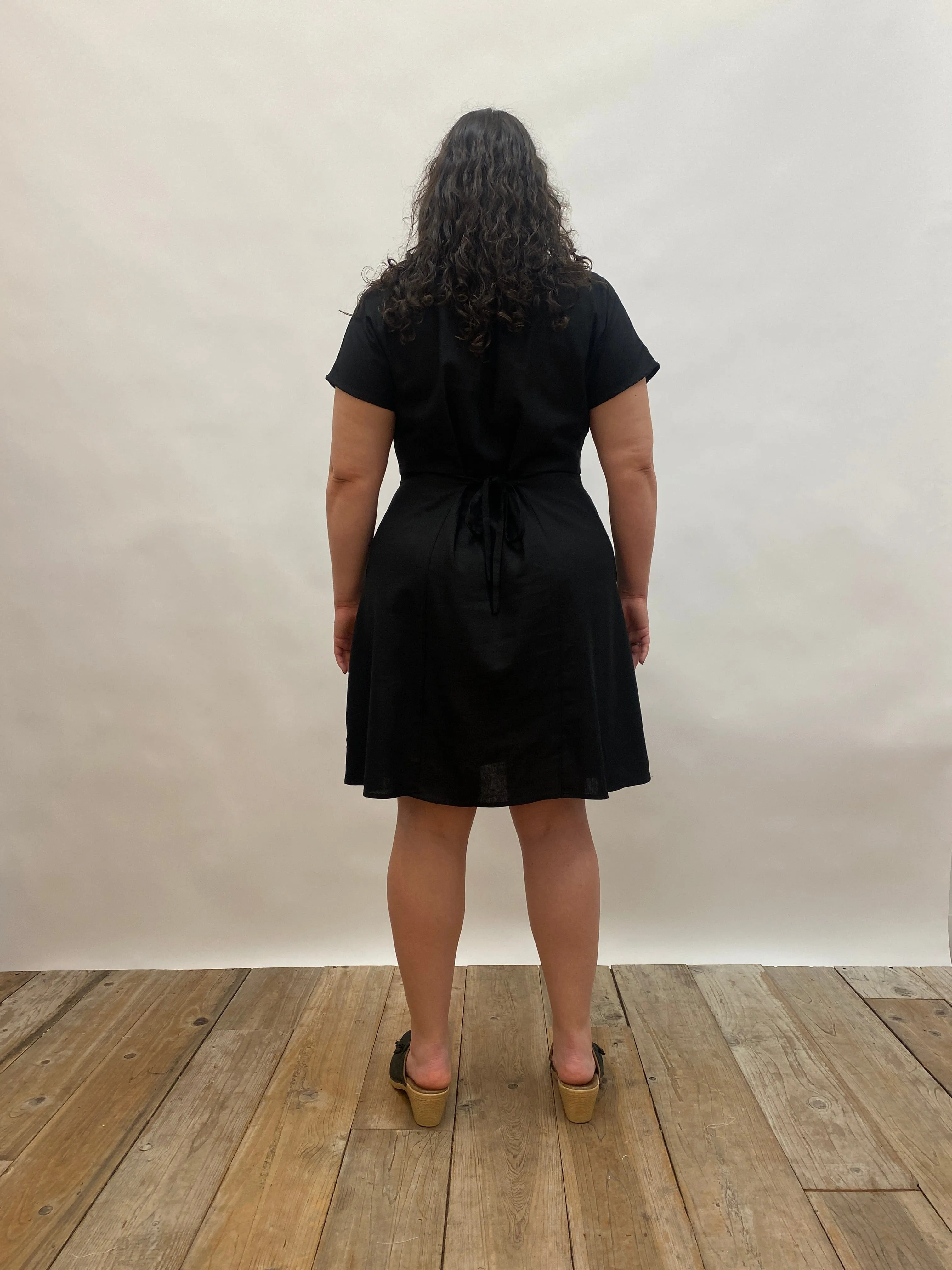 Dolman Dress in Black Linen