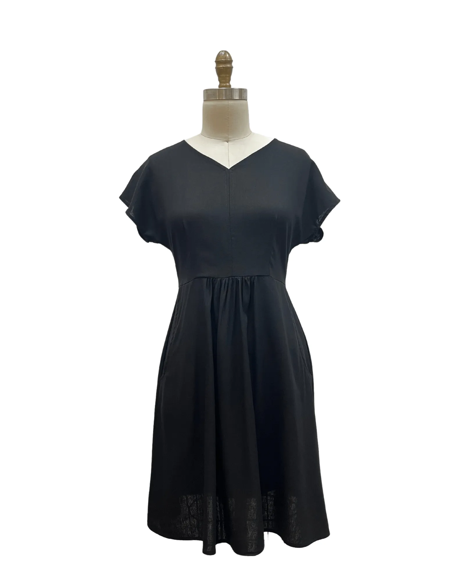 Dolman Dress in Black Linen