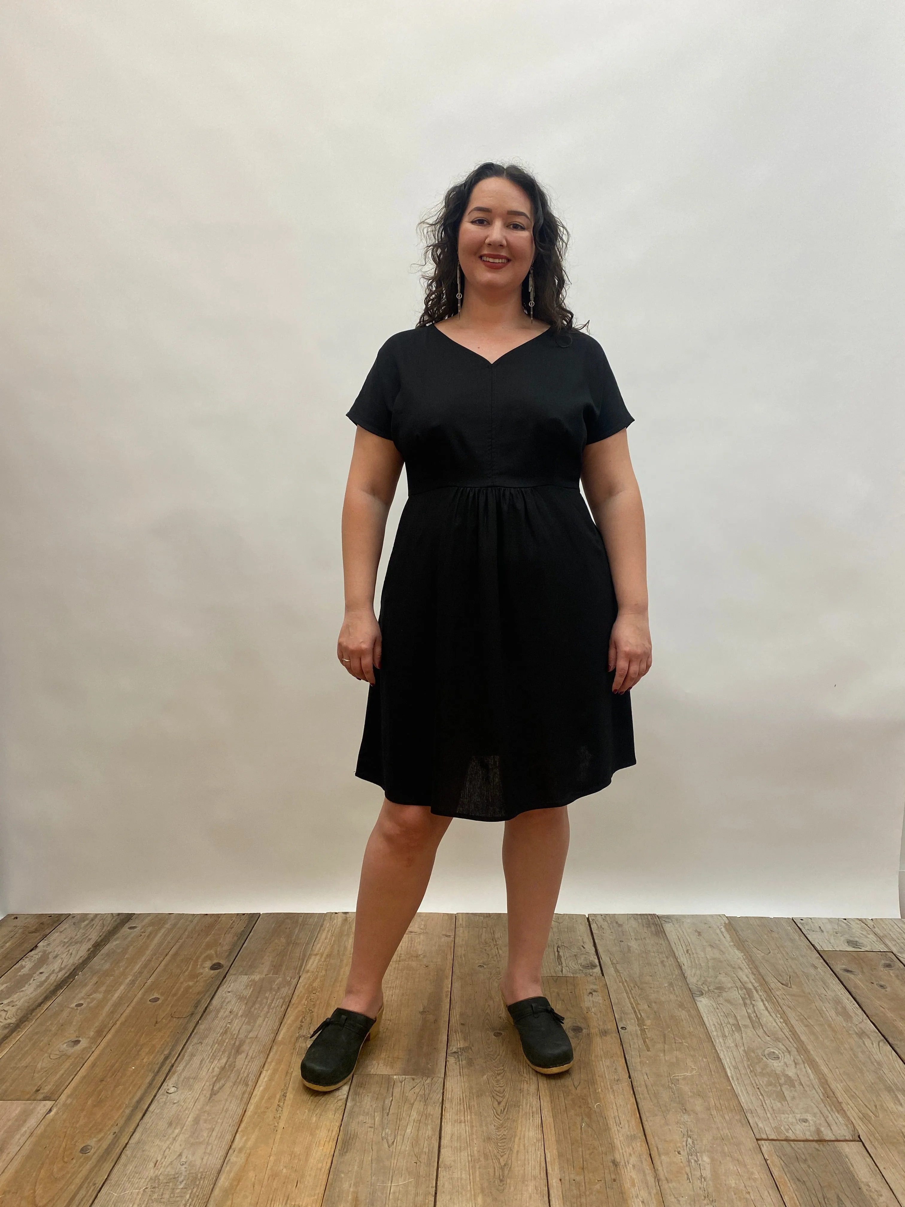 Dolman Dress in Black Linen