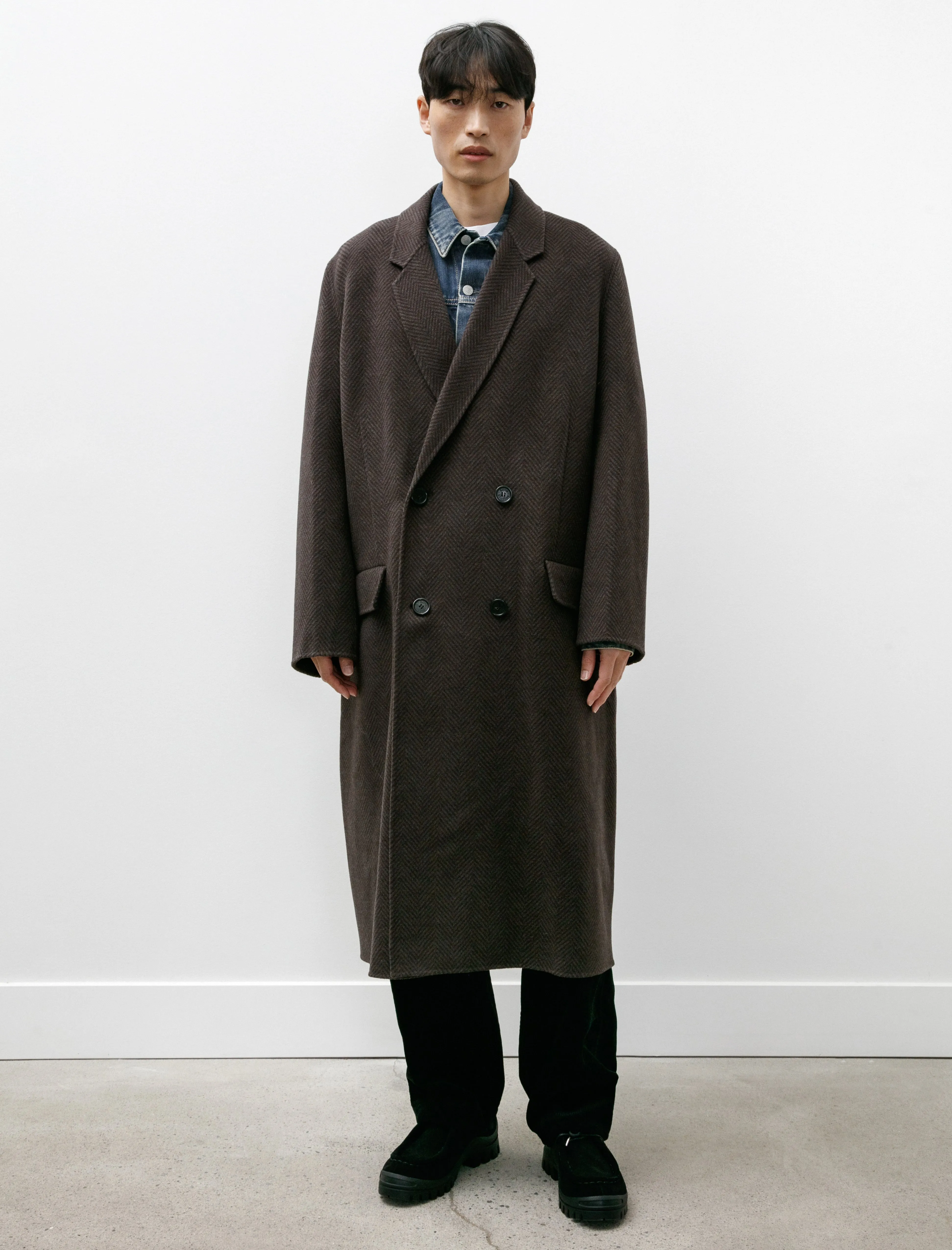 Double Breasted Wool Coat Anthracite Grey