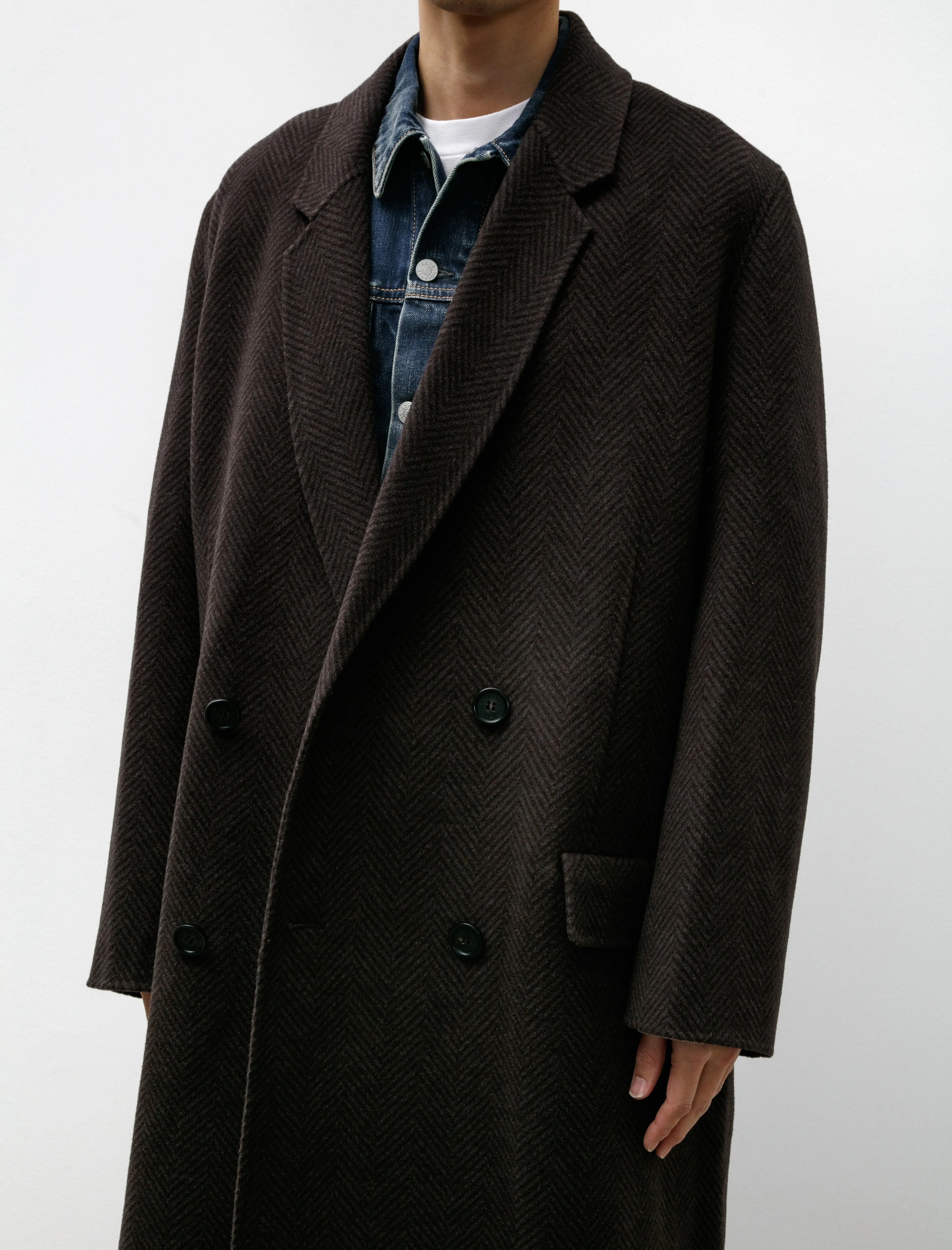 Double Breasted Wool Coat Anthracite Grey