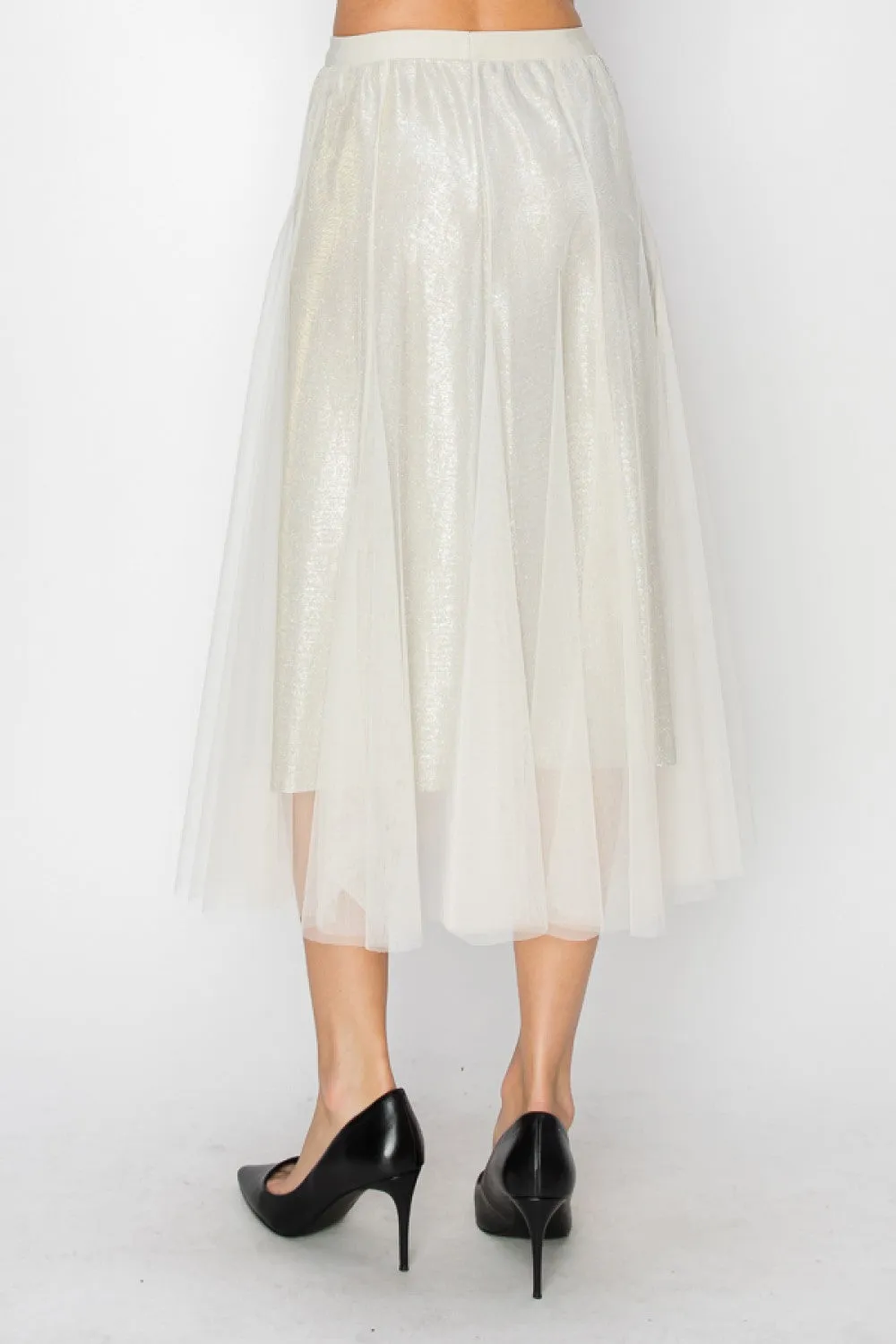 Double-Layer Mesh Sparkly Skirt