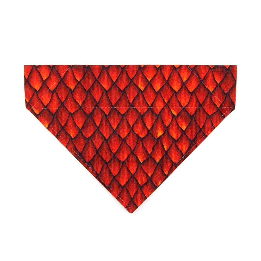 Dragon Cat Bandana - "Dragon Scales - Red" - Fantasy Bandana for Cat   Small Dog / Smaug, Game of Thrones / Slide-On Over the Collar Bandana